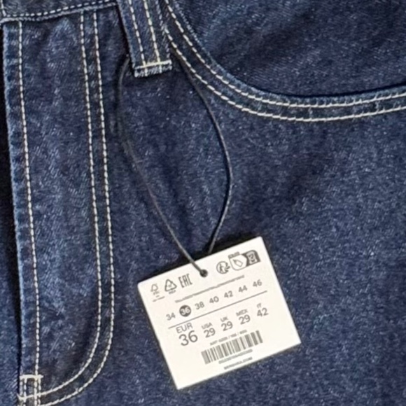 NWT Bershka Men’s Baggy Jeans Turned-up Hems Blue Size 29 - Picture 5 of 15